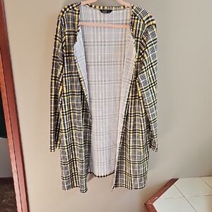 SHEIN Yellow and Black Plaid Blazer